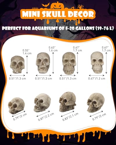 Image of Uniclife 40 Pcs Halloween Mini Skull Decorations, Halloween Fish Tank Decor, Realistic Resin Mini Skulls Figurines for Party Crafts Bar Home, Vase Fillers, Miniature Skeleton Head Table Decor