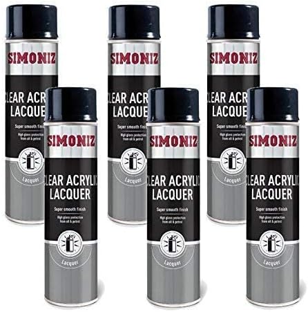 SIMONIZ Spray Paint Aerosol 500ml Can Clear Lacquer x6