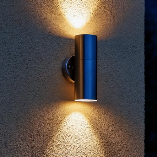 Arum LIGHTING - Applique Extérieure YUCATAN en Inox, Luminaire Mural Double Faisceau Haut et Bas, Culot 2xGU10, Étanche IP54, Design Contemporain pour...