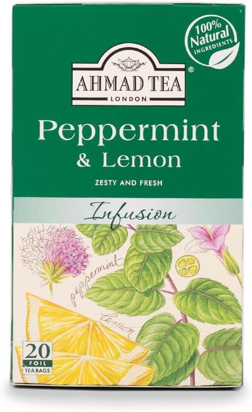Herbal Tea, Peppermint & Lemon Teabags, 20 ct (Pack of 1) - Decaffeinated & Sugar-Free