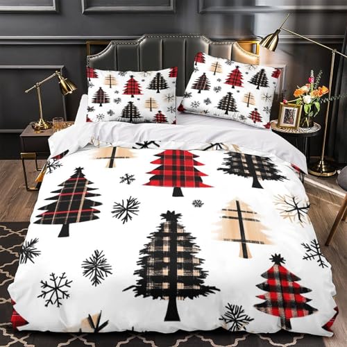 Housse de Couette Sapins de Noël 140x200cm en Microfibre avec Fermeture Éclair - 2