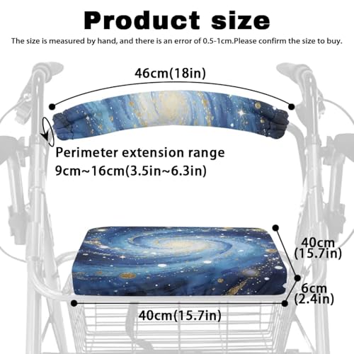 Image of Starry Sky Rollator Walker Seat and Backrest Covers for Ladies Easy to Install Walkers Seat Covers Soft Walkers Seat Covers for Seniors Women