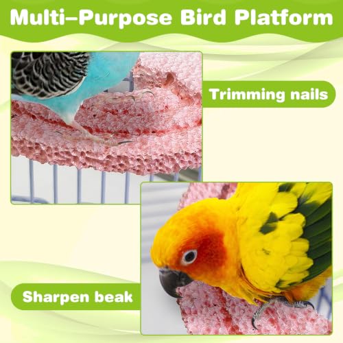 Image of PINVNBY 3PCS Bird Beak Grinding Stone Resin Bird Perch Stand Grinding Claw Clouds Birds Cage Perch Parrot Climbing Chewing Toys Parakeet Cage Accessories for Budgies Cockatiels Conures(Pink)
