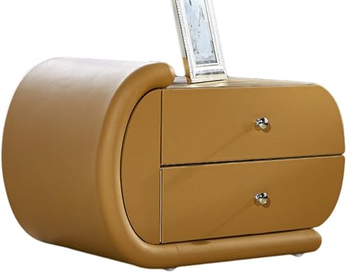 Miniatura 11 de Container Furniture Direct Thompson Collection - Mesita de noche contemporánea tapizada de piel sintética con tiradores de cajón cromados, estándar,