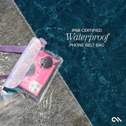 Image of Case-Mate Soap Bubble IP68 Waterproof Fanny Pack - Iridescent | Floating Waterproof Phone Case w /Triple Seal Protection, Adjustable Strap-Fits All Phones-Beach Cruise Ship Travel Essentials