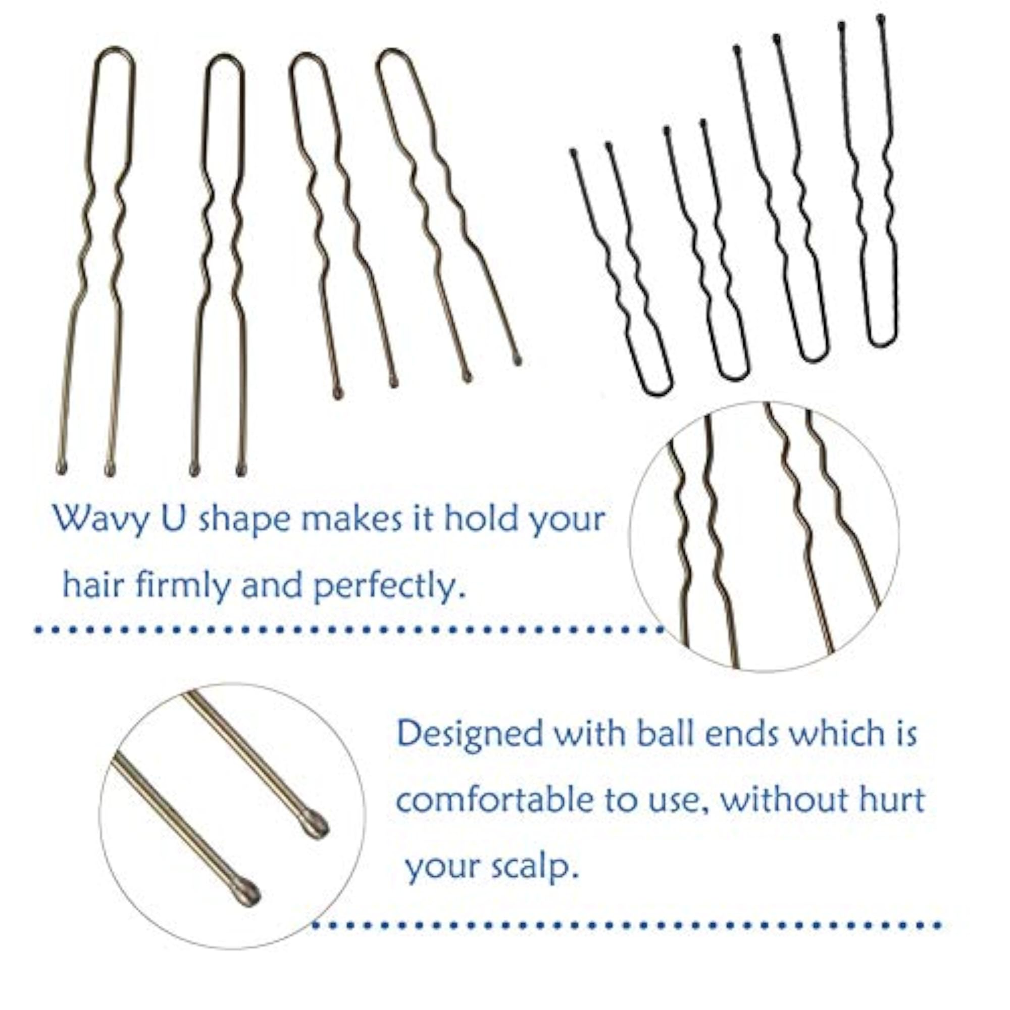 200Pcs U Shaped Hair Pins with Storage Box