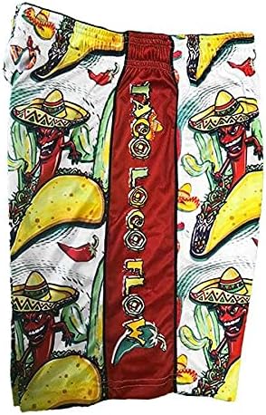 Flow Society Taco Loco Flow Boys Shorts - Kids Athletic - Basketball - Baseball - Hockey - Football - Lacrosse - White