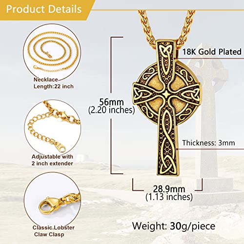 U7 Colar de nó celta, joia viking nórdica de aço inoxidável, martelo do Thor/runas/triquetra mágico/