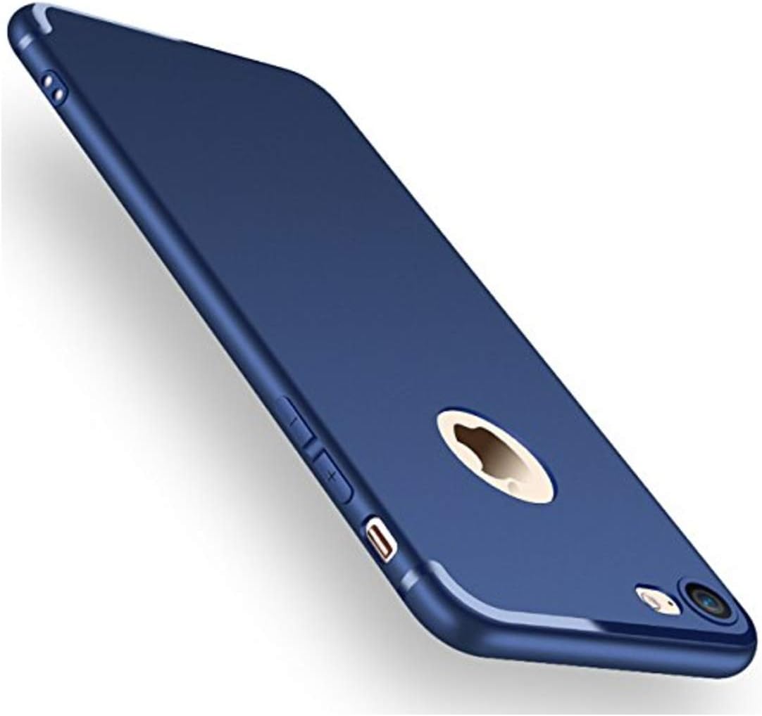 Enflamo Slim Soft Silicone Black Protective Case for iPhone 8 (Blue) / with Camera Protection
