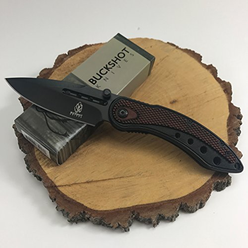 Wuu Jau Buckshot Knives Thumb Open Spring Assisted Color Damascus Etched Stainless Steel Handle W/Damascus Etched Blade Pocket Knife (PBK207WD)
