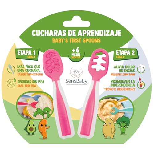 Cuchara Bebe Aprendizaje - Precucharas Bebe Blw para Primeros Alimentos, Cuchara Silicona Bebé 6 Meses Recomendadas por Nutricionistas, Cubiertos, Alimentacion Complementaria, Baby Led Weaning