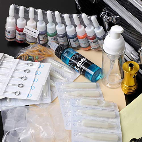Stigma Tattoo Kit Complete For Beginners 4 Coil Tattoo Machine Guns Professional Led Digital Power Supply 10 Tattoo Colors 20 Pcs Tattoo Needles Tattoo Accessories With Case Tk-St401 #TOP7