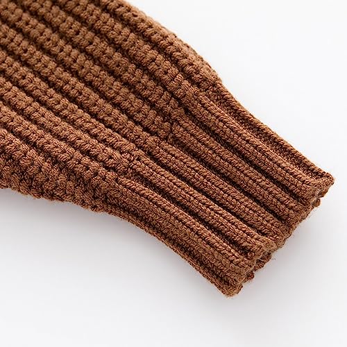 Toddler Boys Girls Knitted Sweater Solid Color Pullover Round Neck Long Sleeve Warm Fashion (Coffee, 5-6 Years)4