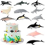 Dolphin Toy 12PCS Cake Topper Birthday Party Supplies Mini Dolphin Figurines Set Sea Creature Plastic Fish Learning Toy Gift