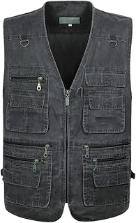 Disimlarl Male Casual Big Size Cotton Sleeveless Vest With Pockets Pocket Photograph Waistcoat