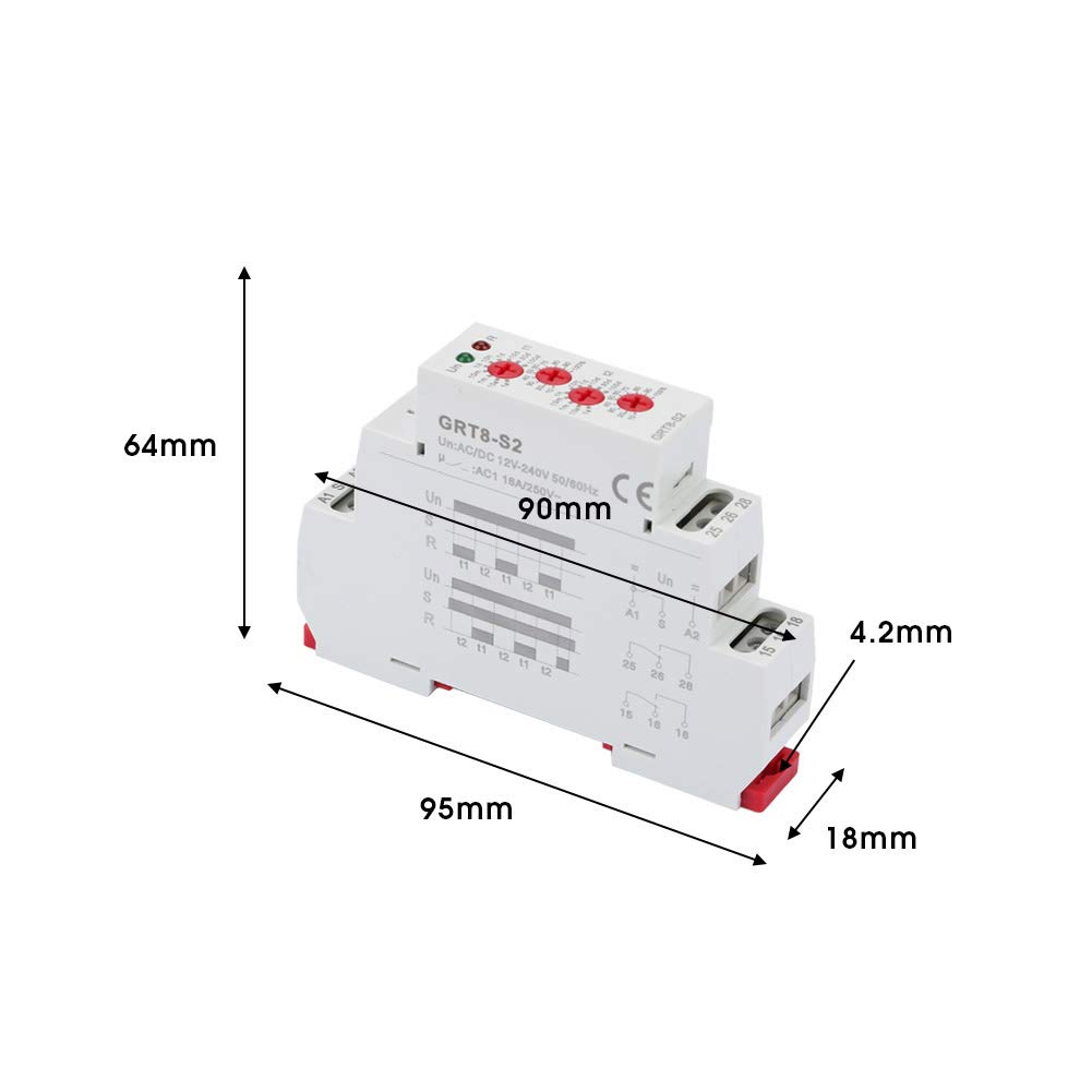 Temporizzatore a ciclo asimmetrico, relè temporizzato a ciclo ripetuto on o off, relè temporizzato con ritardo da 12 a 240 V per occasioni di controllo del ritardo ciclico