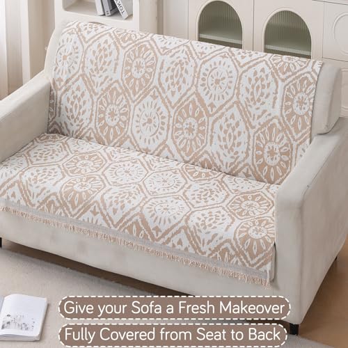 Image of HOKIPO Serene Abode Sofa Cover 2 Seater, 180x120 cm, Boho Floral Tile