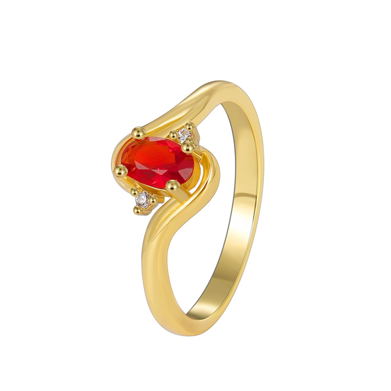 Anillo de plata auténtica para mujer de oro amarillo de 9 K/14 K/18 K, anillo de boda solitario con rubí de 0,5 ct