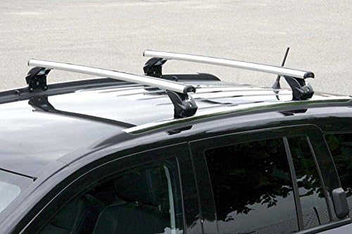 La Prealpina LP49 Roof Bars installed on a black BMW 3 Series F31 Touring, rear-side view