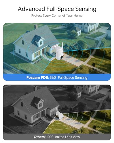 FOSCAM 4K Security Camera Outdoor, Full Space Sense WiFi Camera 360° Radar Auto-Tracking, No-Blind-Spot View, Human/Car/Motion/Sound Detection, Color Night Vision, IP66 Compatible with Alexa thumbnail 3