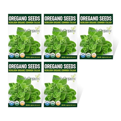 Organic Common Italian Oregano Seeds - USDA Organic Non-GMO Open Pollinated Heirloom (5 Packets - 2.5 Grams - Approx 2250 Seeds)