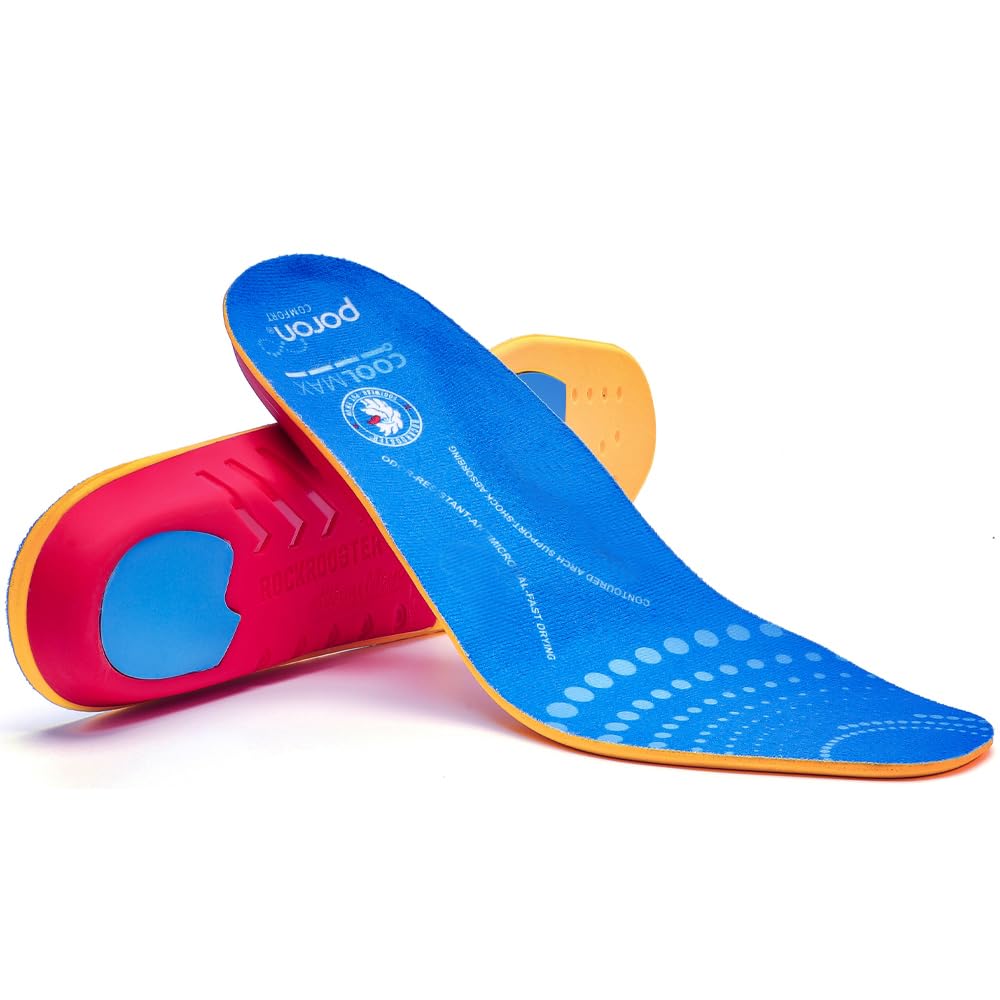 ROCKROOSTER Women's Men's Arch Support Anti-Fatigue Comfortable Cushioned Insole Heel Pain Relief Replacement Footwear Heavy Duty Comfort and Support
