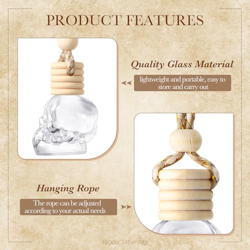 Image of BBTO 50 Pcs Hanging Car Freshener Car Diffuser Bottles Empty Glass Perfume Bottle Freshener Diffuser Bottle Pendant for Essential Oil Fragrance Aromatherapy Ornament (Clear)