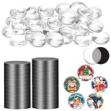 100 Stück Selbstklebbare Mini Magnete Set, DIY Kühlschrank Magnete Rund, 25 mm Glas und Kabochons, für Basteln, Halloween, Weihnachten, DIY, Kühlschrank Büro Schließfach Whiteboard