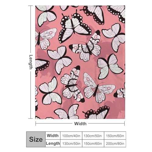 Couverture polaire papillons roses, cadeau déco parfait 130x150