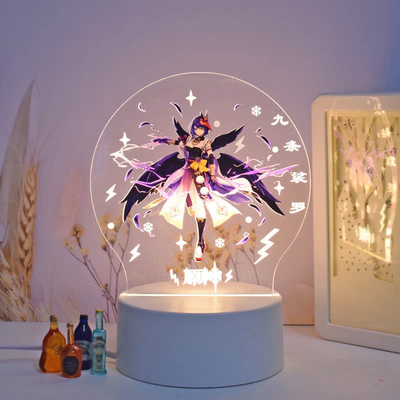 Genshin Impact Kujou Sara 7 Colors Led Acrylic Night Lights 3D Anime Style Colorful Night Light genshin Anime Figure Lamp Touch Stickers for Kid Bedroom Decoration Birthday Gift(7 Color dimming)