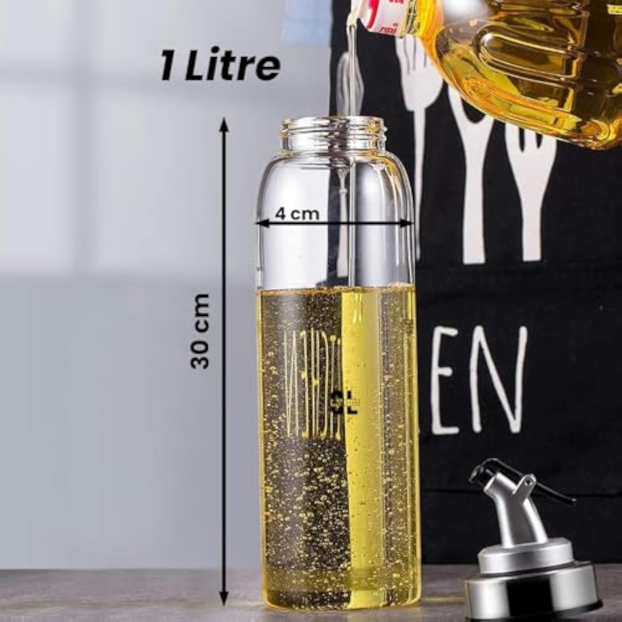 1000ml Transparent Plastic Oil Dispenser Bottle, Leak Proof