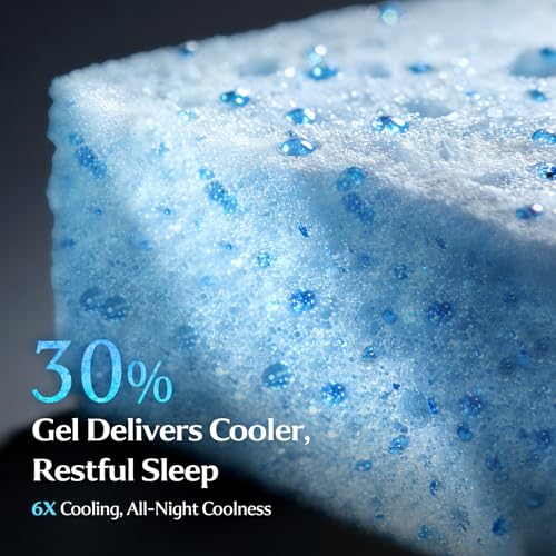 Image of Yaak 14 Inch Queen Memory Foam Mattress, Cooling Gel Made in USA, White | Medium firm, back pain relief, motion isolation, breathable, CertiPUR-US, Oeko-Tex, fiberglass free