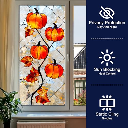 Película para Ventana Privacidad Hojas Otoño 17.7 x 39.3 pulgadas miniatura 2