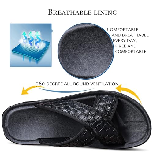 Men'S Pu Flat Sandals Comfortable Round Open Toe Breathable Slip-On Summer Slippers Casual Non-Slip Work Beach Sandals2