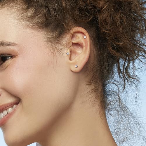 FIBO STEEL 16 Pcs 16G Clear Bioflex 2MM CZ Labret Monroe Lip Ring Helix Stud Earrings Body Jewelry Piercing2