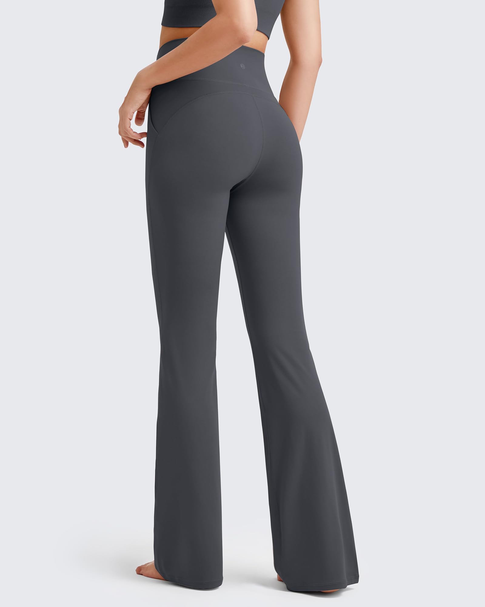 G4Free Wide Leg Leggings Flare Pants for Women Yoga Casual Lounge Pants Flared Gym Athletic Leggings (Deep Grey,L,29'')