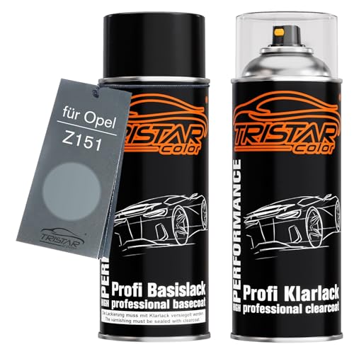 TRISTARcolor Autolack Spraydosen Set für Opel Z151 Mirage Metallic Basislack Klarlack Sprühdose 400ml