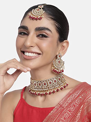 Image of Peora Crystal Faux Pearl Necklace & Jewellery Set Gift for Women