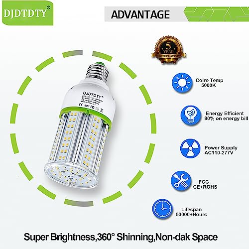 Djdtdty 1 Pack Led Bulbs,20W80W100W120W150W Led Corn Bulb, E26 Base, 4000Lm Led Light Bulb For Garage Household Light Bulbswarehouse Workshop Barn (Watts, 20) #TOP3