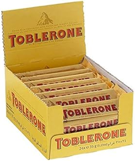 Toblerone Swiss Milk Chocolate Bar with Honey and Almond Nougat 35 g, 24-Pack