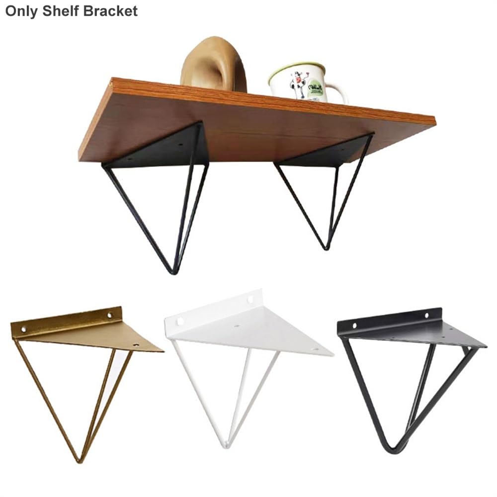 wsparcie regału 2 SZTUKI Salon Wystrój Home Decor Trójkąt Rack Iron Art Montowane Ścienne Książki Półka Wspornik Kuchnia Kuchnia Salowa regał ścienny(Gold)