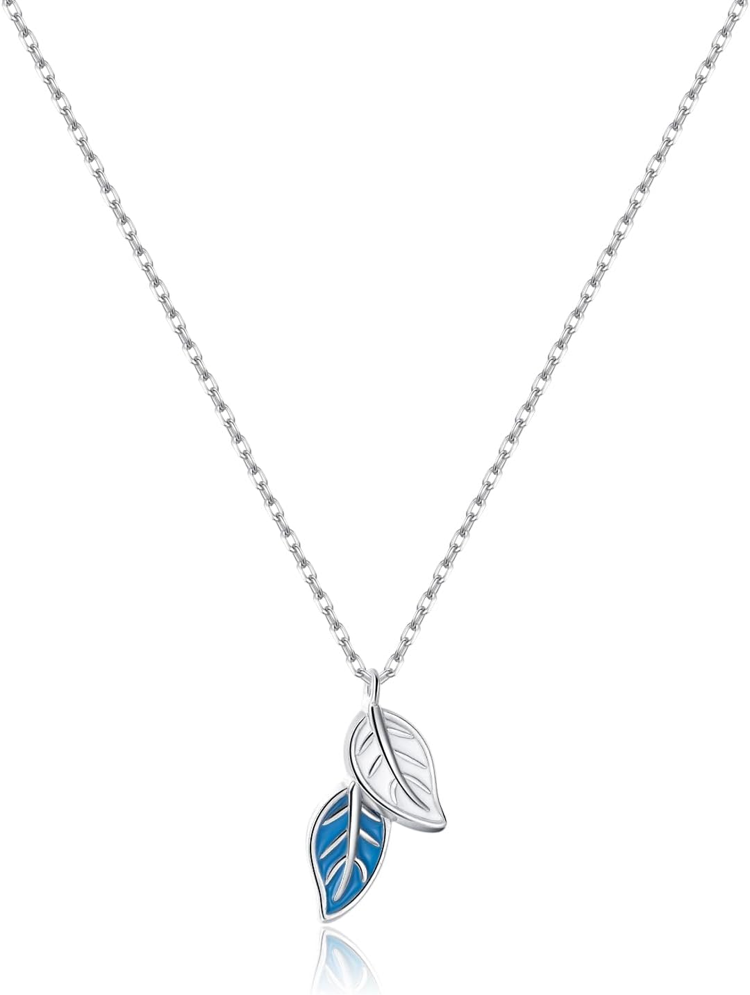 Reffeer Solid 925 Sterling Silver Leaf Necklace Chain for Women Teen Girls Small Leaf Pendant Necklace Choker
