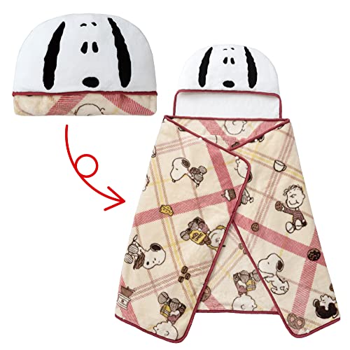 nishikawa 【 西川 】スヌーピー 5WAYブランケット 洗える カフェ柄 チェック レッド FQ92405038