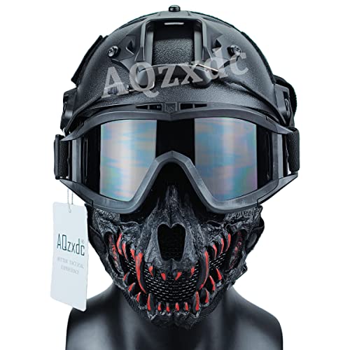 Casque tactique airsoft avec lunettes de paintball et masque