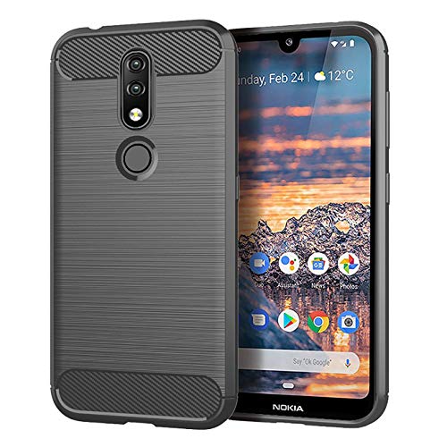 Funda Nokia 4.2,Nokia 4.2 Carcasa con [Gel de sílice de Fibra de Carbono] [Anti-Huella Dactilar][Mano Antideslizante] Anti-rasguños Estuche para Case Cover Nokia 4.2