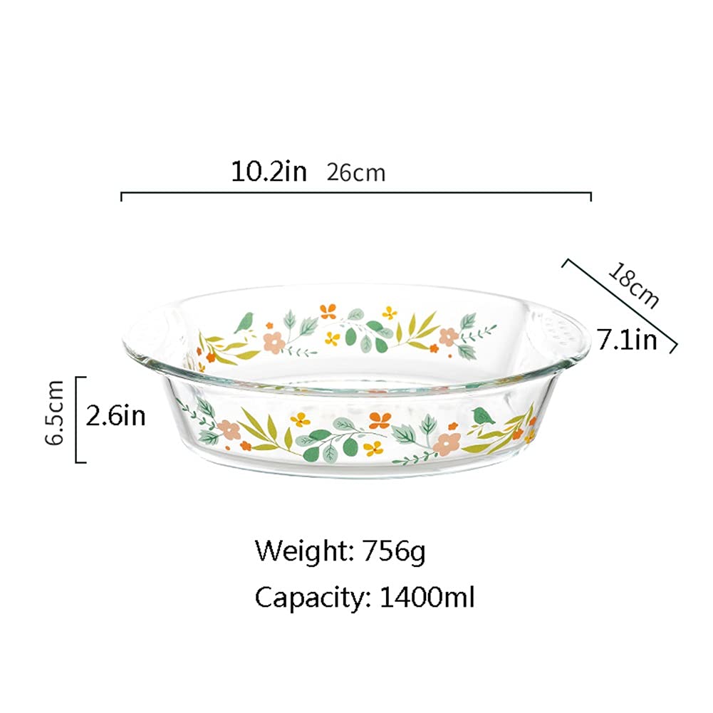 Teglie per Lasagne, Teglia da Forno in Vetro temperato con Manico, Adatta for Forno e tavola, 25,4 x 18,1 x 6,6 cm
