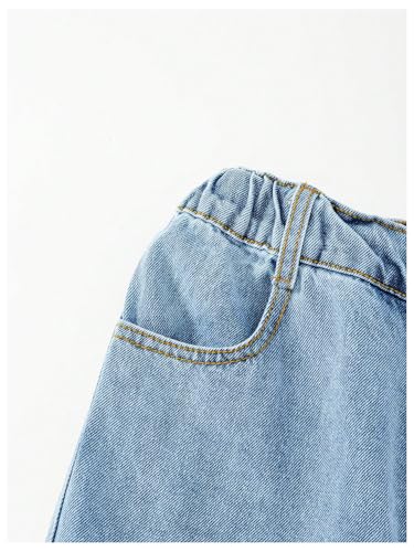 GORGLITTER Girl's Star Print Jeans Y2K Elastic Waist Wide Leg Denim Pants4