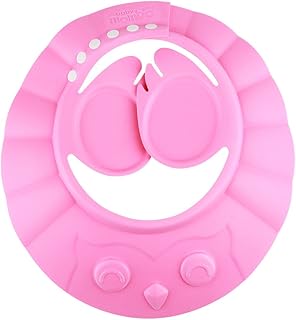 Zerodis Cuffia per la Doccia del Bambino con Protezioni per Le Orecchie, Cuffia per Il Cappello del Bagnetto per Lo Shampoo da Bagno Taglio di Capelli per Il Parasole, Dimensioni Regolabili(Rosa)
