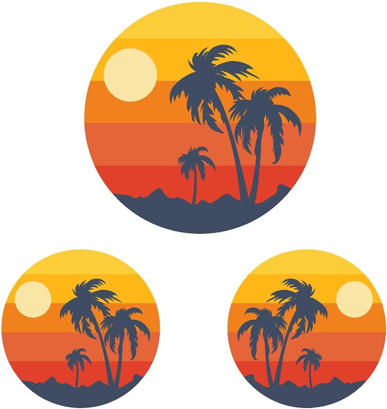 Palm Tree Sunset Decal Set