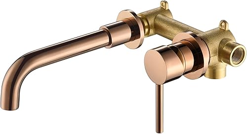 DEOKXZ Grifo de pared de oro rosa para baño boquilla giratoria de 360 latón macizo con válvula gruesa de una sola manija